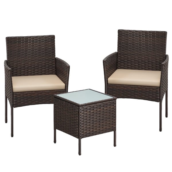 Utemöbelset, loungeset med bord och 2 stolar, 56,5x54,5x81,5 cm och 40x40x45,5 cm, brun