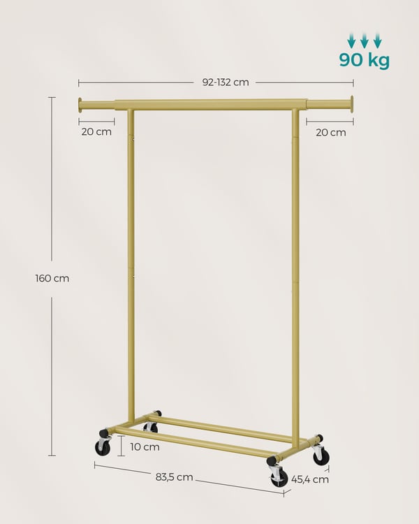Tøjstativ, 45,4x92x160 cm, Guld