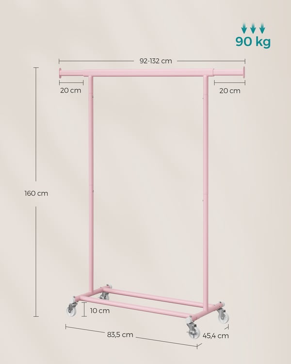Klesstativ, 45,4x92x160 cm, Rosa