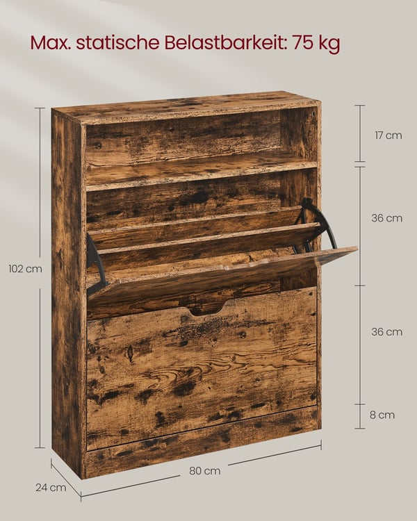 Skoskab, 24x80x102 cm, Brun