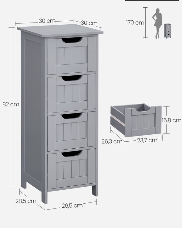 Badrumsskåp, 30x30x82 cm, Vit