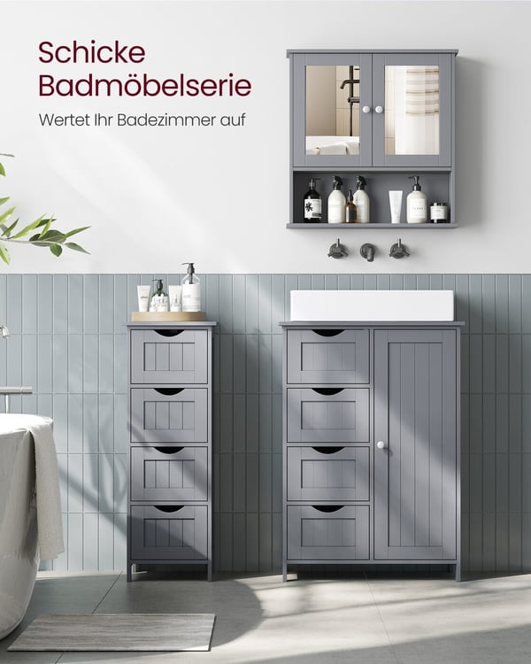 Badrumsskåp, 56x58x13 cm, Grå