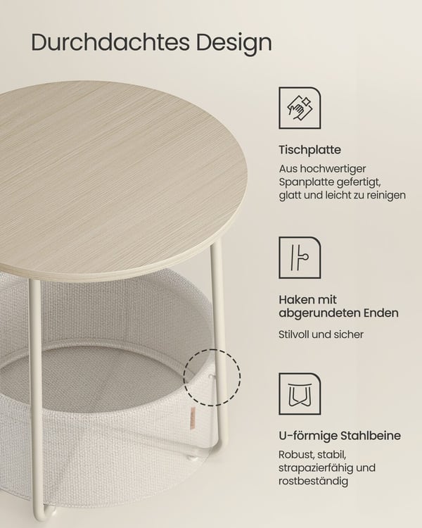 Sidebord, 45x50 cm, Beige