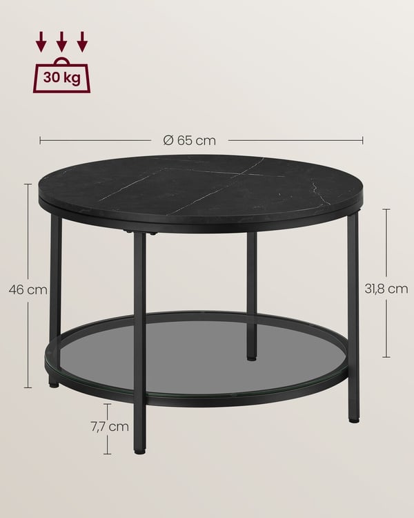 Sofabord, 65x46 cm, Svart