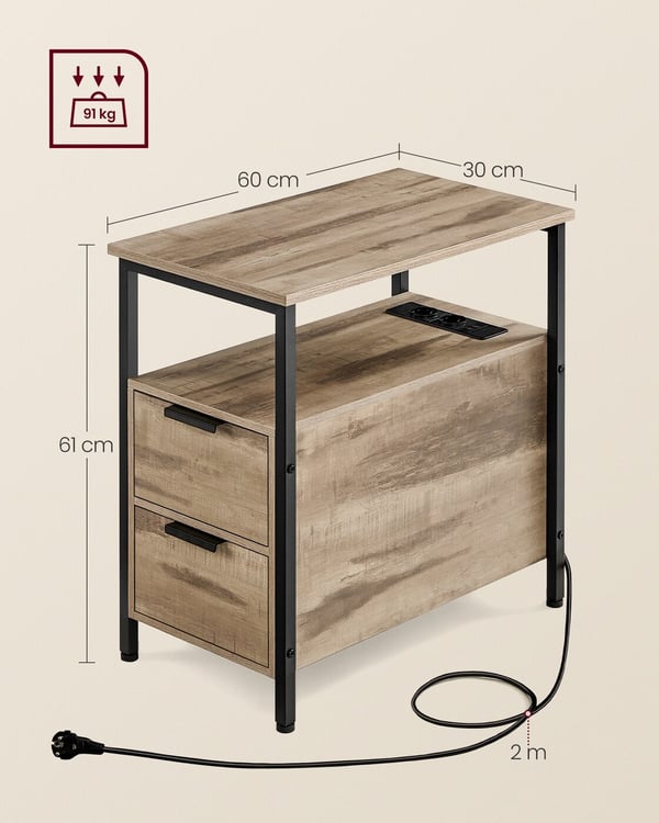 Sidobord, 60x35x61 cm, Brun