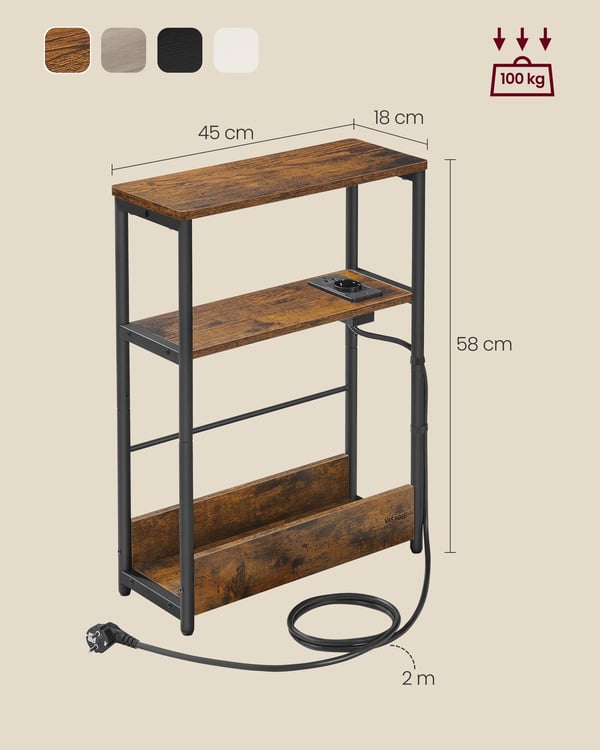 Sidobord, 18x45x58 cm, Brun Svart