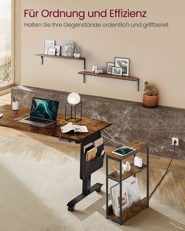 Sidobord, 18x45x58 cm, Brun Svart