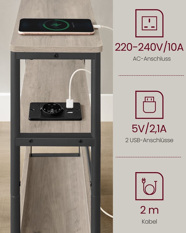 Sidebord, 18x45x58 cm, Greige