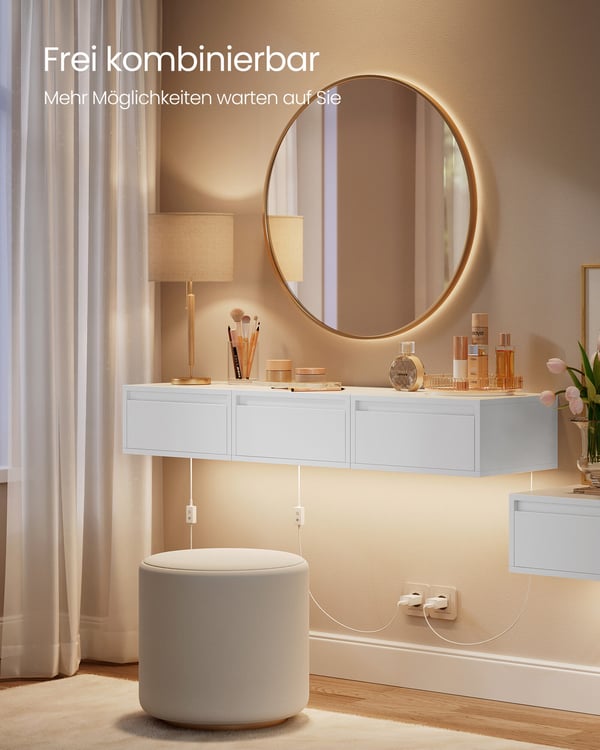 Leijuva yöpöytä, 35x40x18 cm, valkoinen