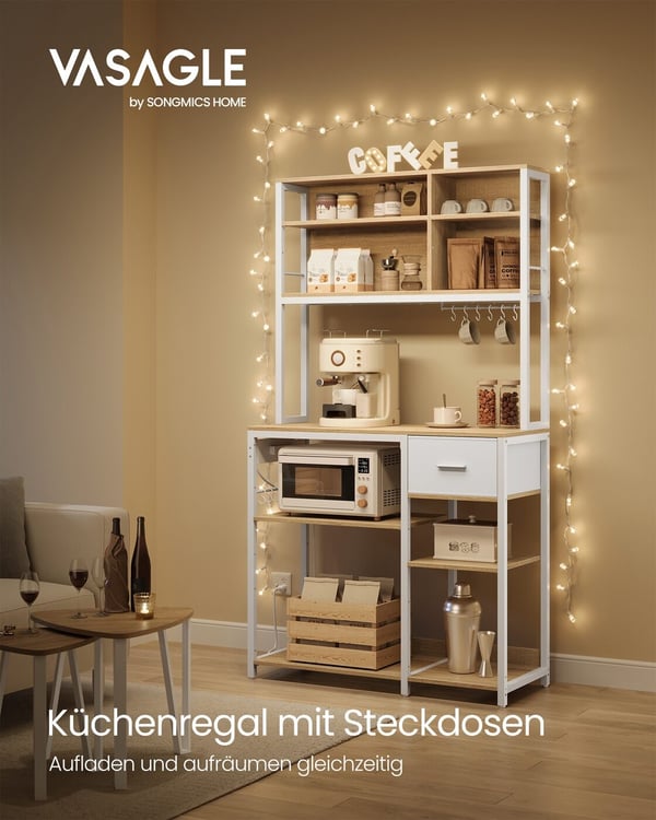 Køkkenhylde med stikkontakter, 40x100x180,4 cm, Brun