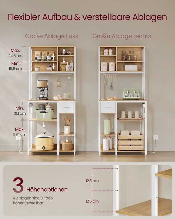 Keittiöhylly, 40x80 x180.4 cm, Ruskea