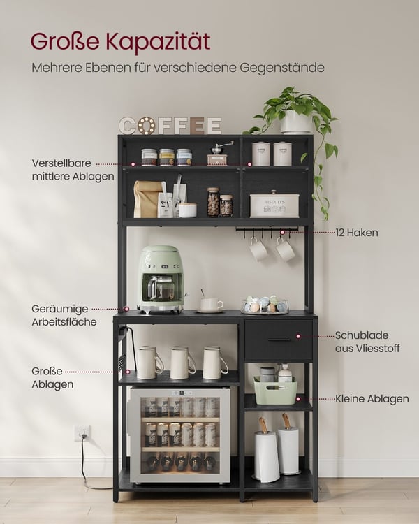 Keittiöhylly, 40x100x180.4 cm, Antrasiitinharmaa