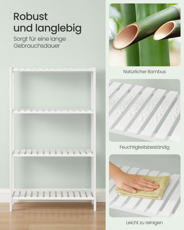 Baderomshylle, Bambus, 26x60x100 cm, Hvit