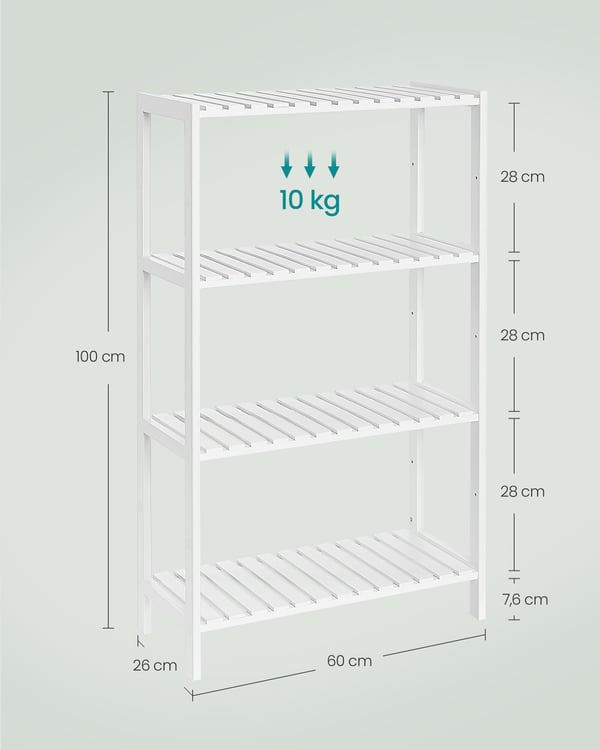 Baderomshylle, Bambus, 26x60x100 cm, Hvit
