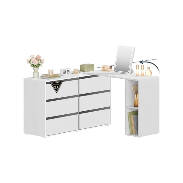 Kommode med Hylde, 39x120x72 cm, 39x90x74 cm, Hvid