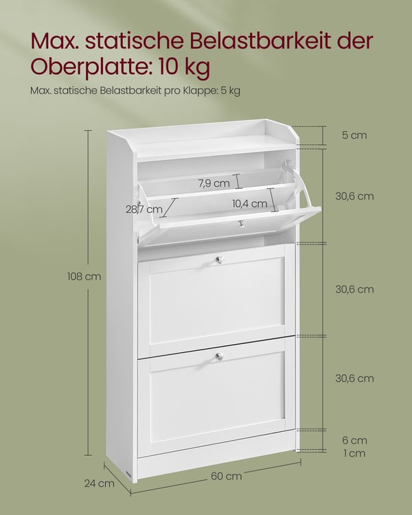 Skoskabinet, 24x60x108 cm, Hvid