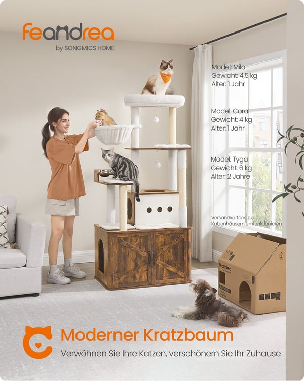 Kattetræ, 80x49x170 cm, Brun