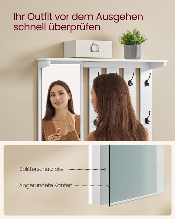 Skobenker og veggmontert knaggrekkesett, 82x52x31 cm, 82x90x20 cm, Hvit