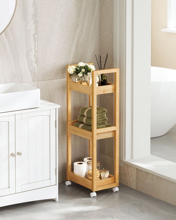 Badeværelseshylde, 20x30x80 cm, Beige