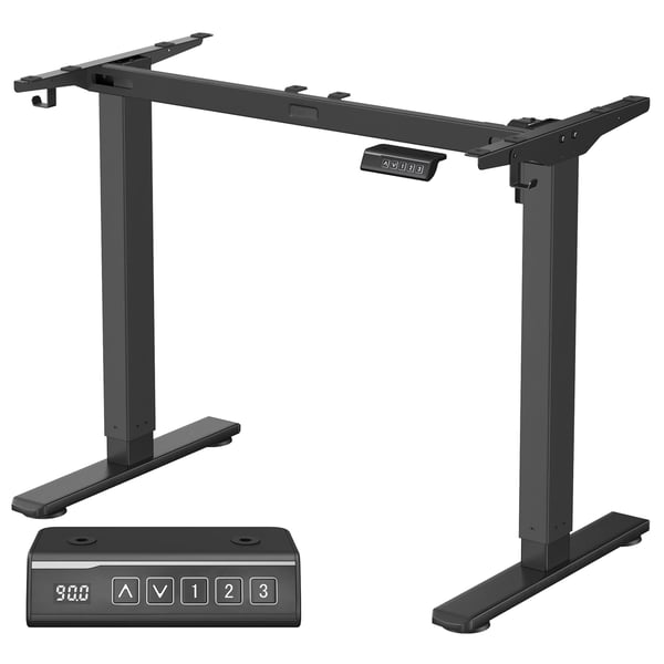Höj- och sänkbar elektrisk skrivbordsram utan bordsskiva, 59,6x90-140x72-120 cm, bläcksvart