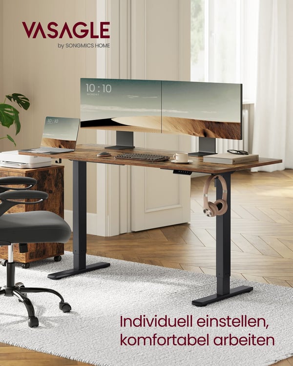 Höj- och sänkbar elektrisk skrivbordsram utan bordsskiva, 59,6x90-140x72-120 cm, bläcksvart