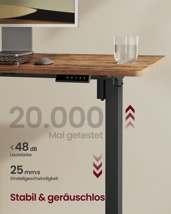 Höj- och sänkbar elektrisk skrivbordsram utan bordsskiva, 59,6x90-140x72-120 cm, bläcksvart