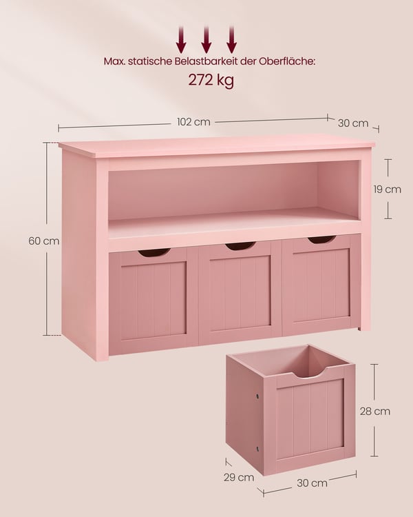 Børneopbevaringsskab, 102x30x60 cm, Pink