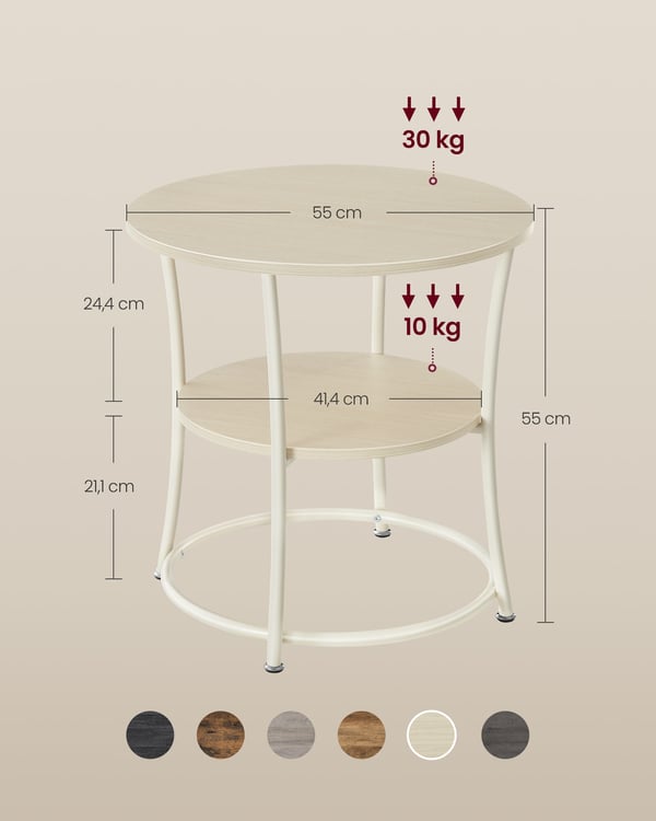 Sidobord, 55x55 cm, Beige