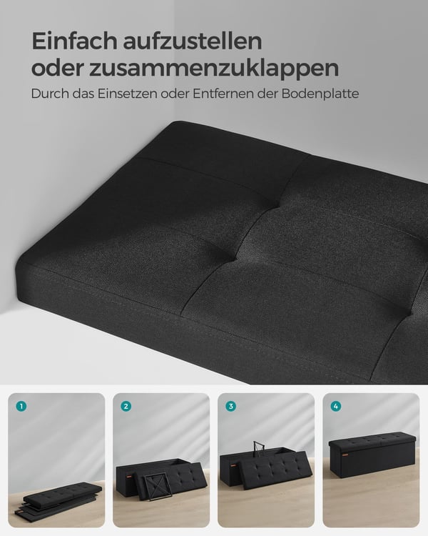 Opbevaringsbænk, 38x76x38 cm, Sort