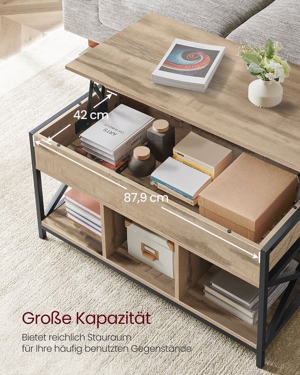 Sofabord, 50x100x46,5-62 cm, Brun Sort