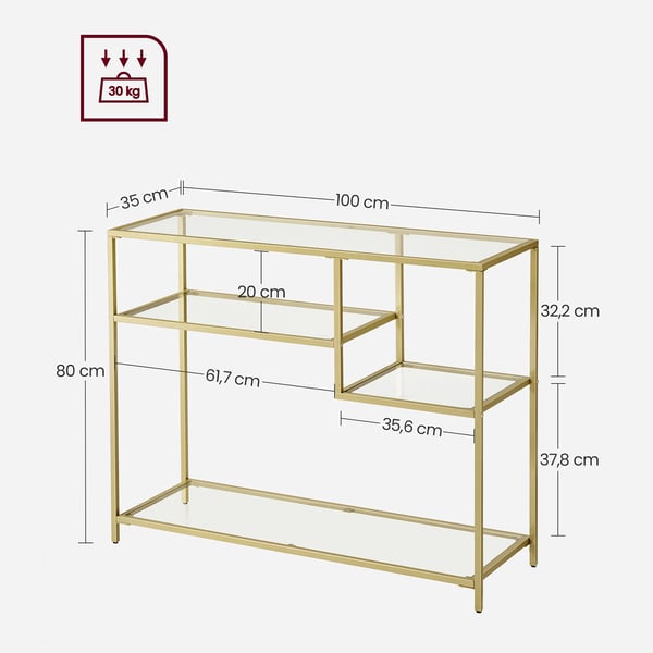 Konsolbord, 35x100x80 cm, Guld