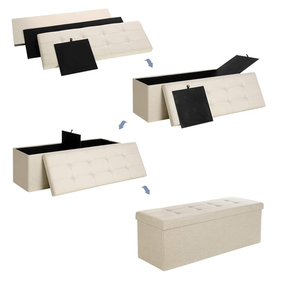 Oppbevaringsbenk, 110x38x38 cm, Beige