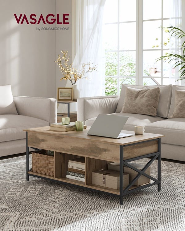 Sofabord, 60x100x48-62 cm, Brun Svart