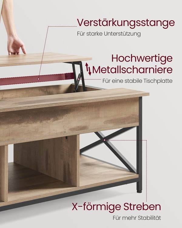 Sofabord, 60x100x48-62 cm, Brun Svart