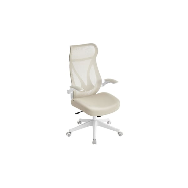 Kontorstol, ergonomisk ryglæn, højdejusterbar, foldbare armlæn, drejestol med nakkestøtte, sort Kontorstol, ergonomisk ryglæn, højdejusterbar, foldbare armlæn, drejestol med nakkestøtte, sort