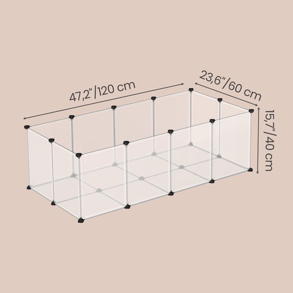 Legeindhegning, Plast Lille Dyr Legeindhegning, 125x63x42 cm, Hvid