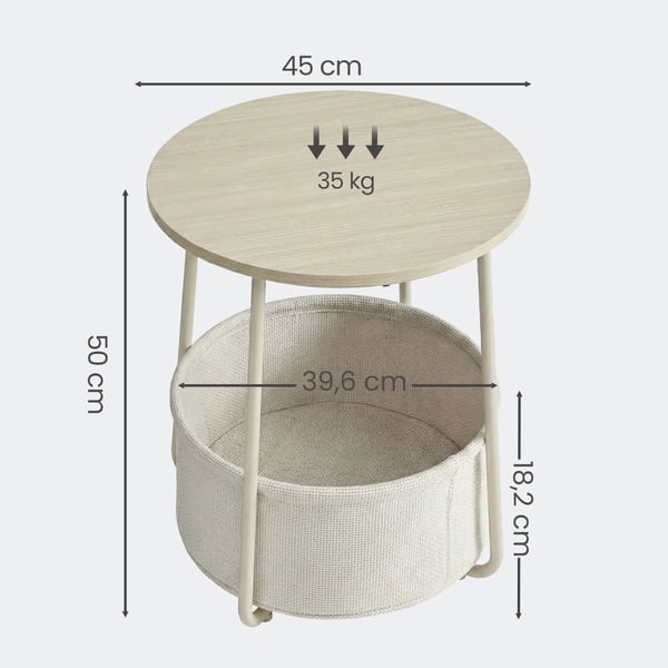 Sidebord, 45x50 cm, Naturlig Beige