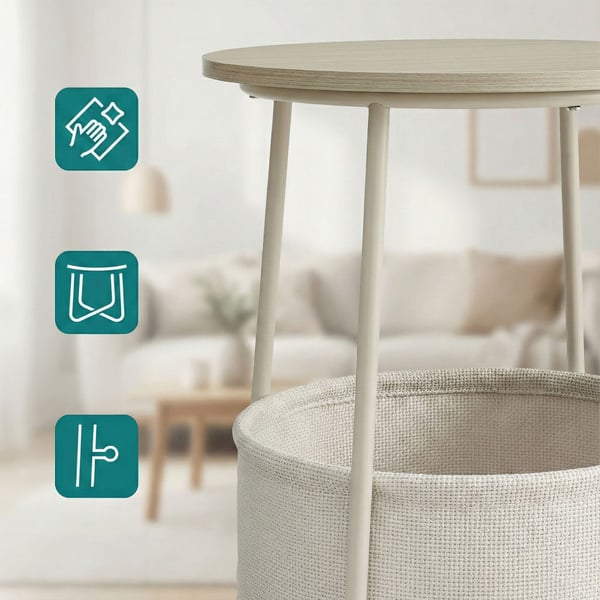 Sidebord, 45x50 cm, Naturlig Beige