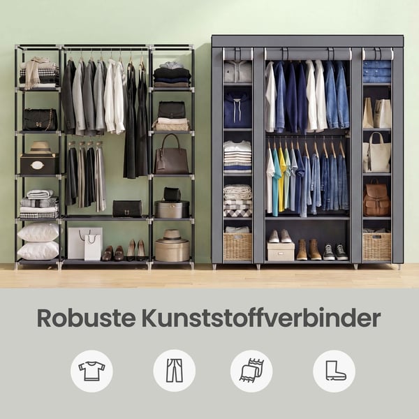 Klesskap, 175x150x45 cm, Grå