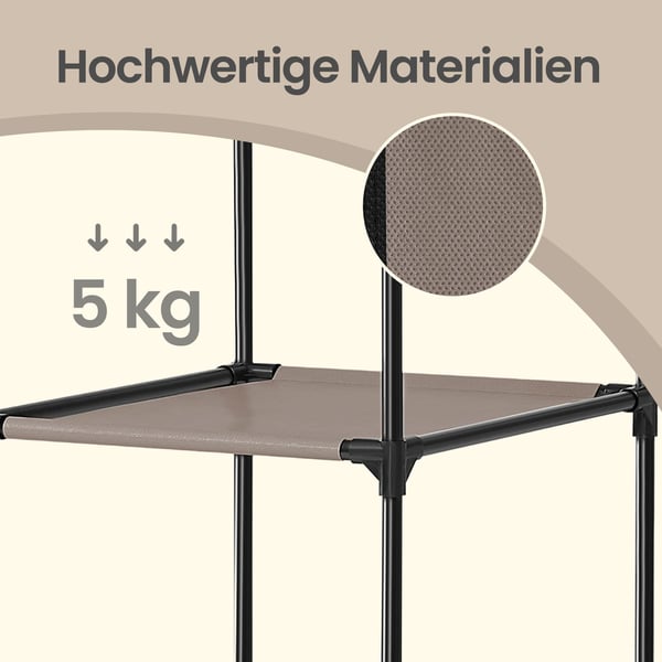 Klesgarderobe, XXL sammenleggbar garderobe, 45x150x175 cm, Taupe