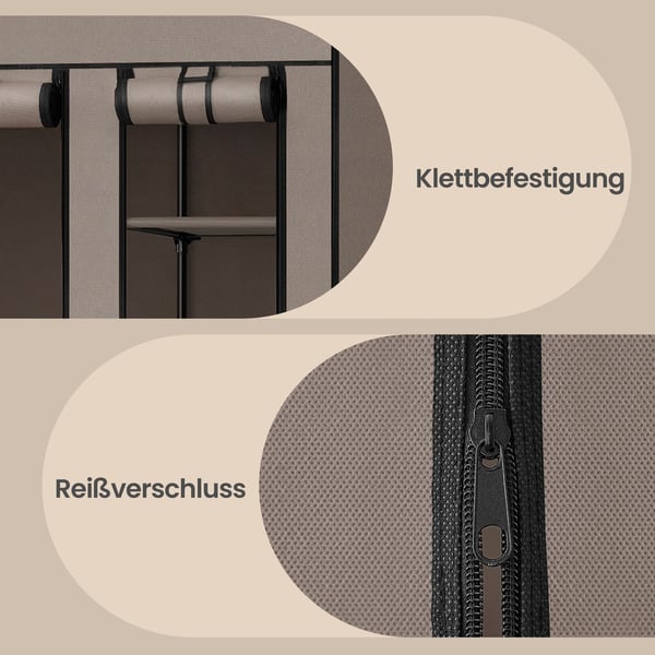 Klesgarderobe, XXL sammenleggbar garderobe, 45x150x175 cm, Taupe