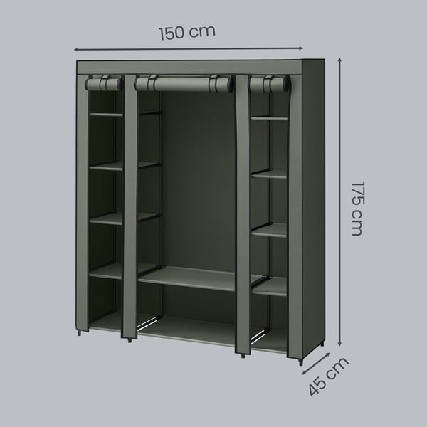 Garderobe, Stofgarderobe, 175x150x45 cm, Grøn