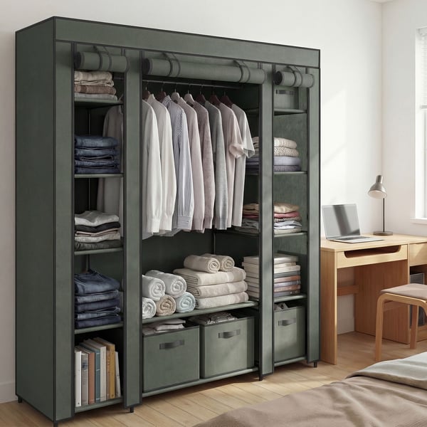 Garderobe, Stofgarderobe, 175x150x45 cm, Grøn