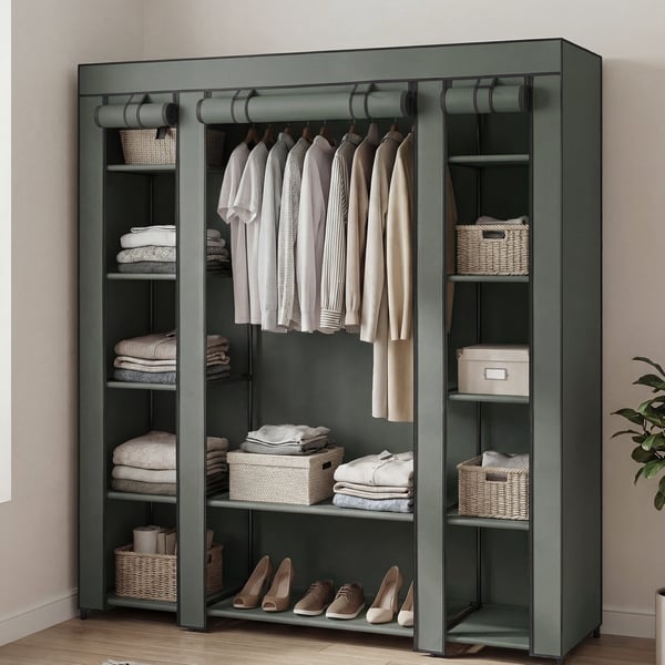 Garderobe, Stofgarderobe, 175x150x45 cm, Grøn
