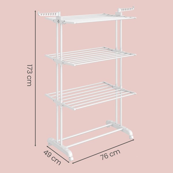 Torkställning för kläder, 63,5x128x173 cm, vit