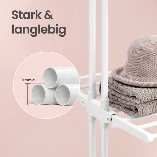 Torkställning för kläder, 63,5x128x173 cm, vit