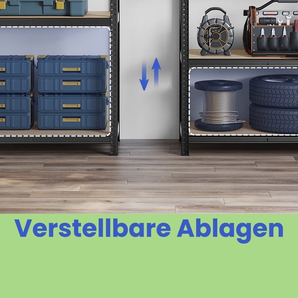 Opbevaringshylde, Kraftig Reol 2-pak, 40x90x180 cm, Stål, Sort