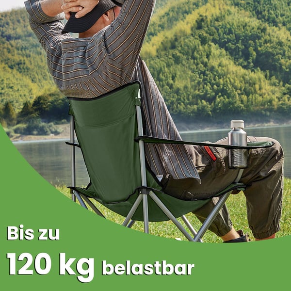 Campingstol, 52x84x81 cm, armégrön