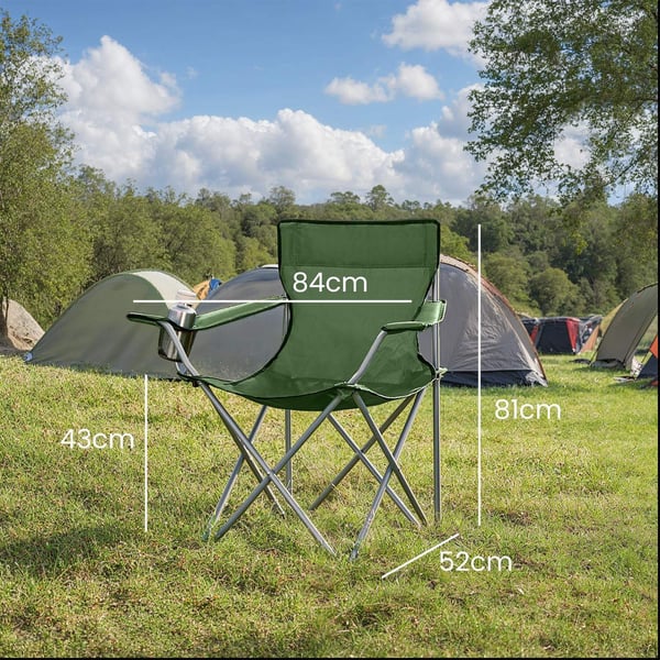 Campingstol, 52x84x81 cm, armégrön