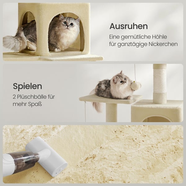 Klatrestativ for katt, 55x45x143 cm, Beige